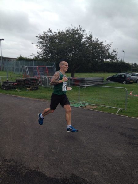 Richard Hayes flying in the Great Yarmouth Half Marathon