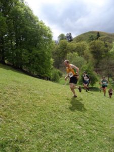 Steel City Strider running up hill in the Shropshire countryside.