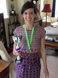 Emily Hunt with her Shrewsbury Half Marathon trophy