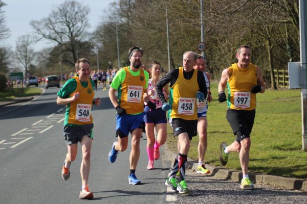 Barry Gyte leads a group of three other Steel City Striders running in the East Hull 20 mile race