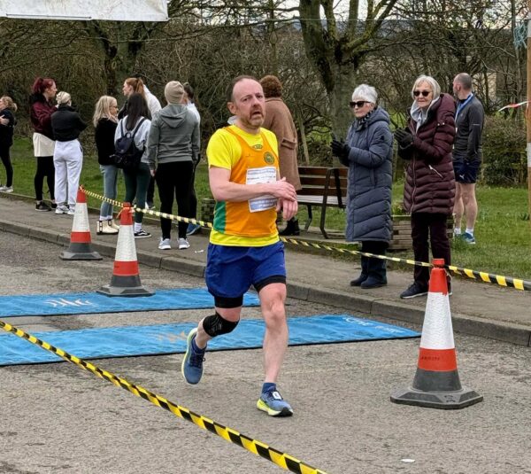 Matt Broadhead finishing a race, looking dreadful